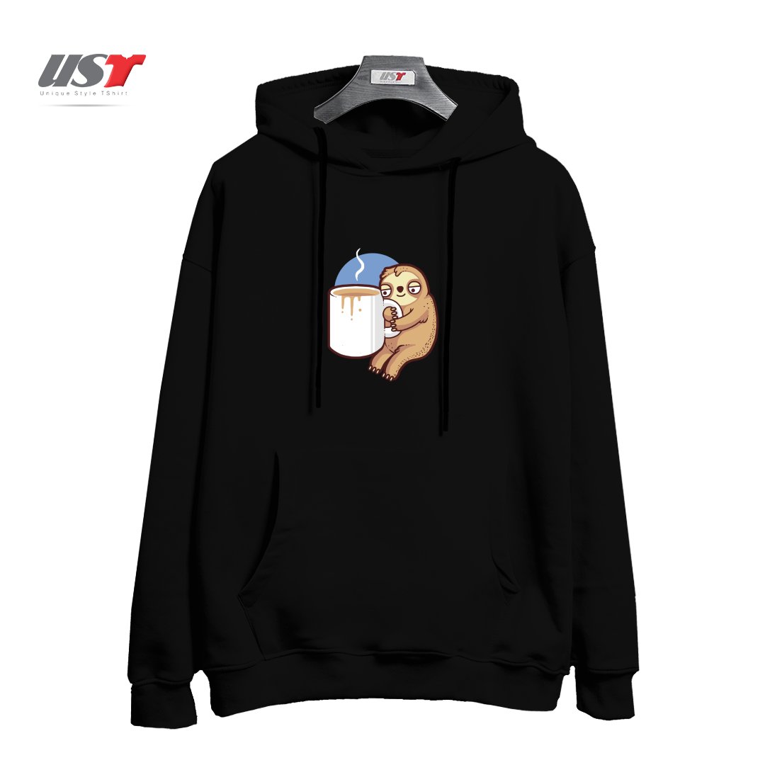 طرح AHHH MORNINGS هودی اورسایزرنگ مشکی