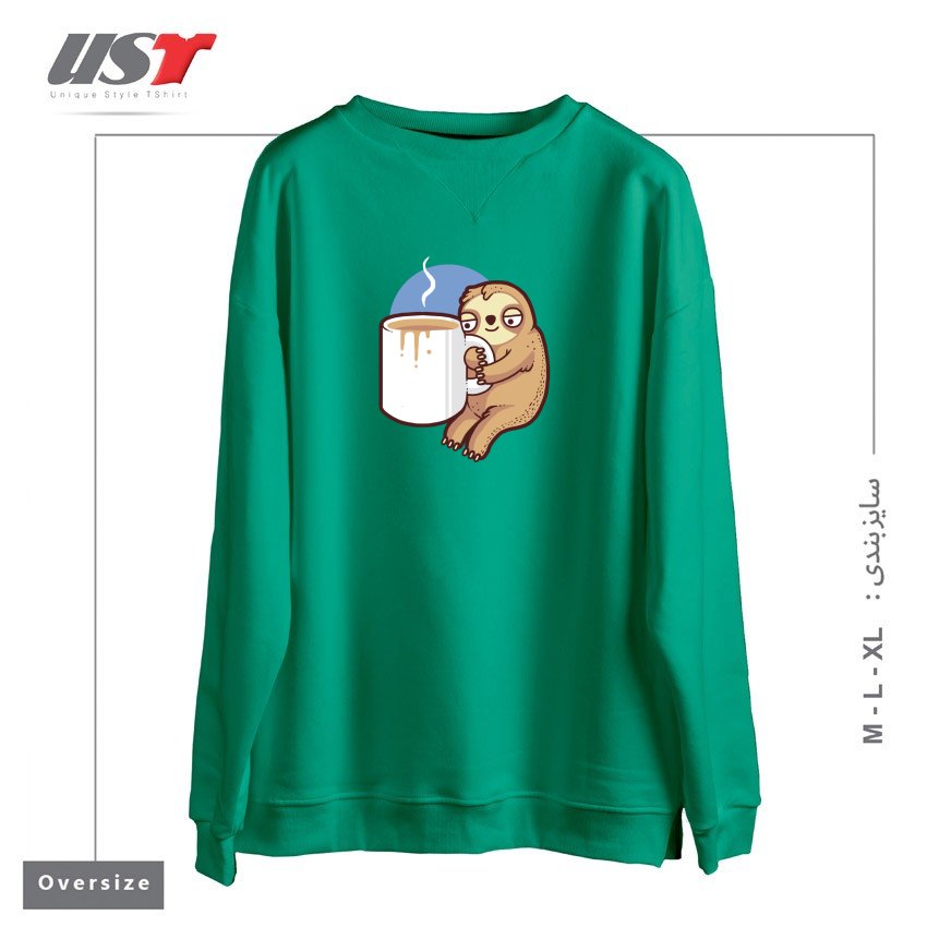 طرح AHHH MORNINGS سوییشرت اورسایزرنگ سبز سدری