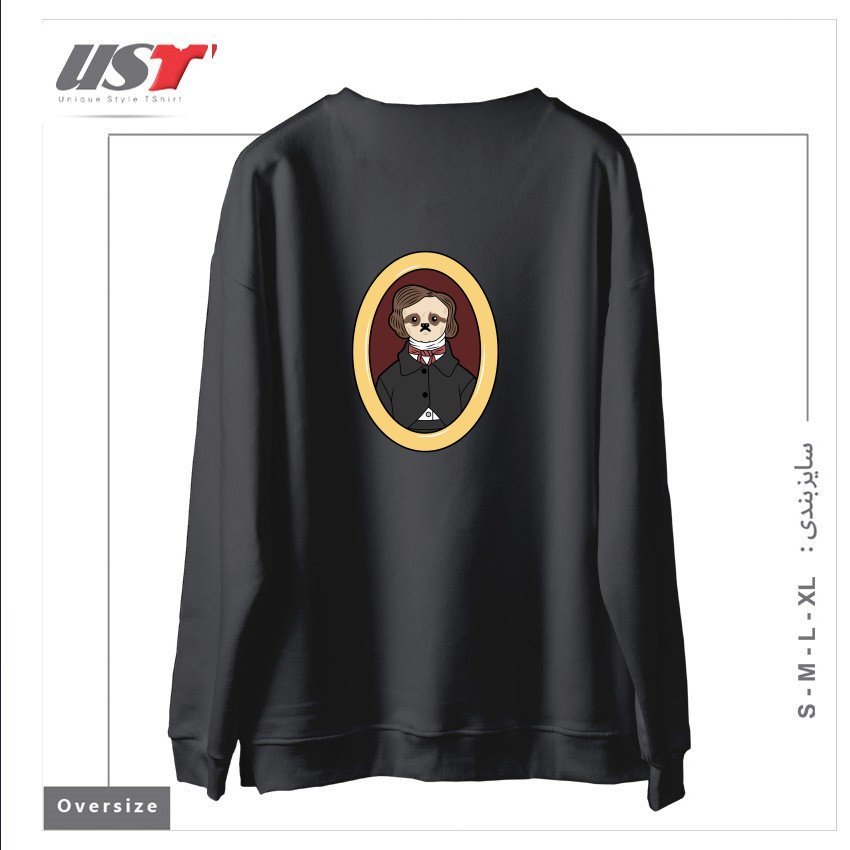 طرح EDGAR ALLAN SLOTH سوییشرت اورسایزرنگ دودی