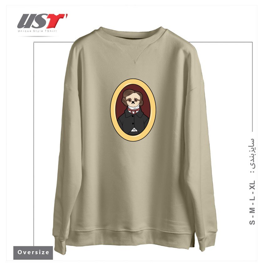 طرح EDGAR ALLAN SLOTH سوییشرت اورسایزرنگ نخودی