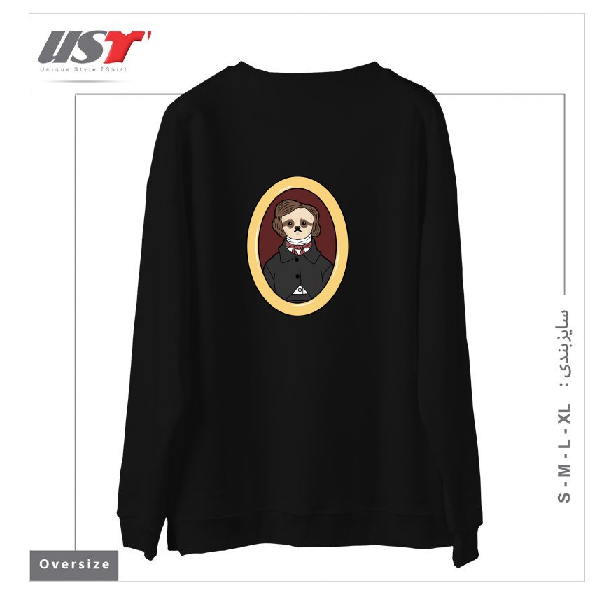 طرح EDGAR ALLAN SLOTH سوییشرت اورسایزرنگ مشکی