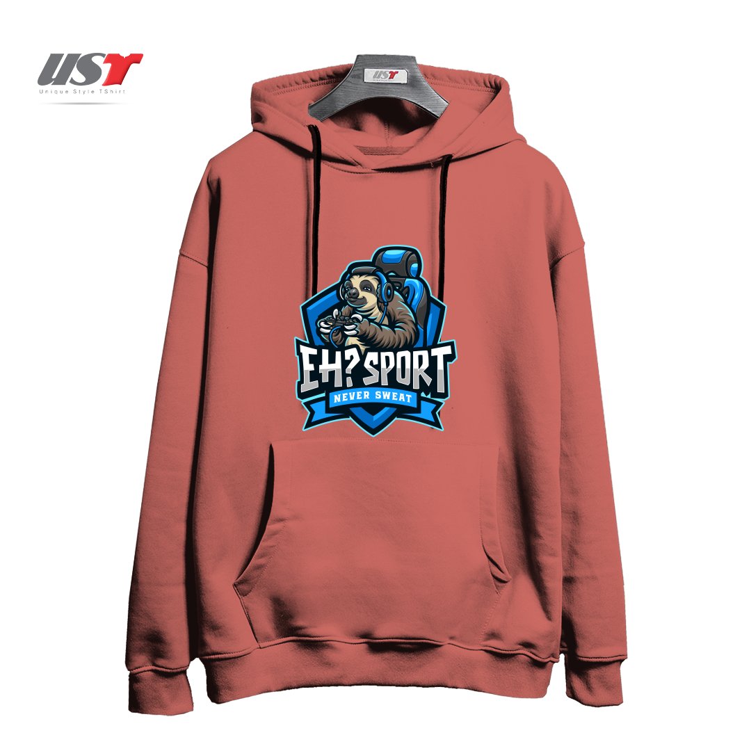 طرح EH SPORT هودی اورسایزرنگ آجری