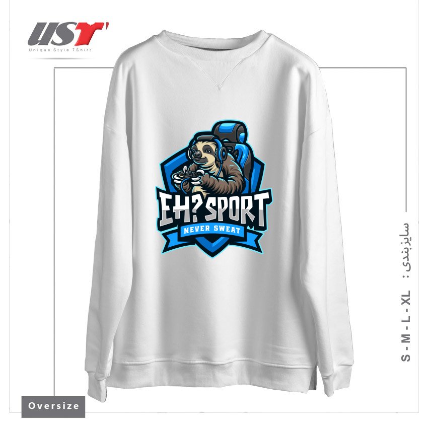 طرح EH SPORT سوییشرت اورسایزرنگ سفید