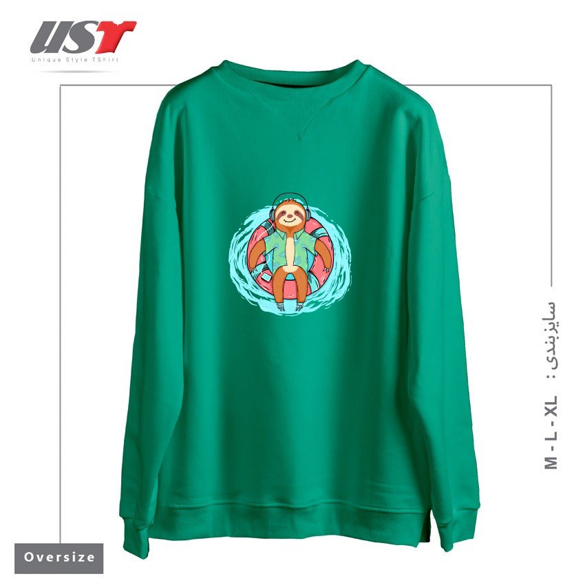 طرح EVERYDAY IS HOLIDAY سوییشرت اورسایزرنگ سبز سدری