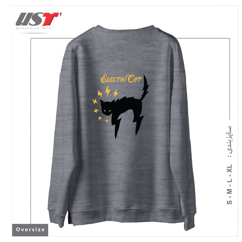 طرح lash-Recovered سوییشرت اورسایزرنگ طوسی ملانژ