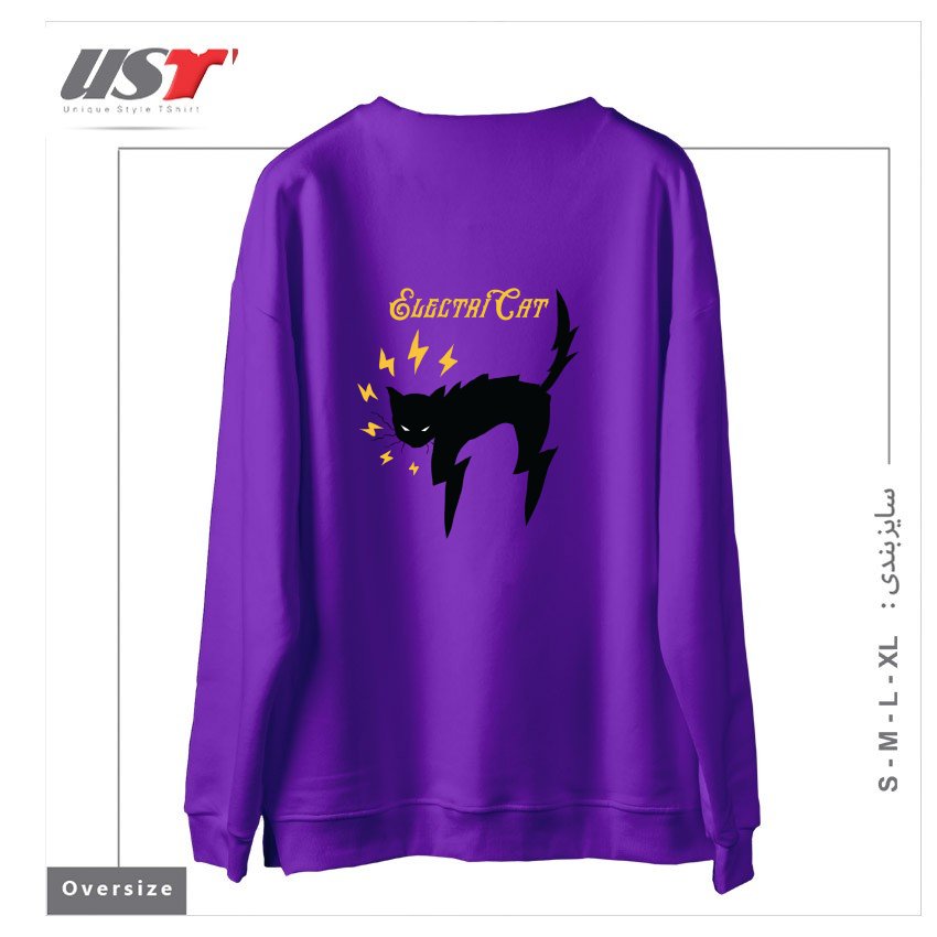 طرح lash-Recovered سوییشرت اورسایزرنگ بنفش