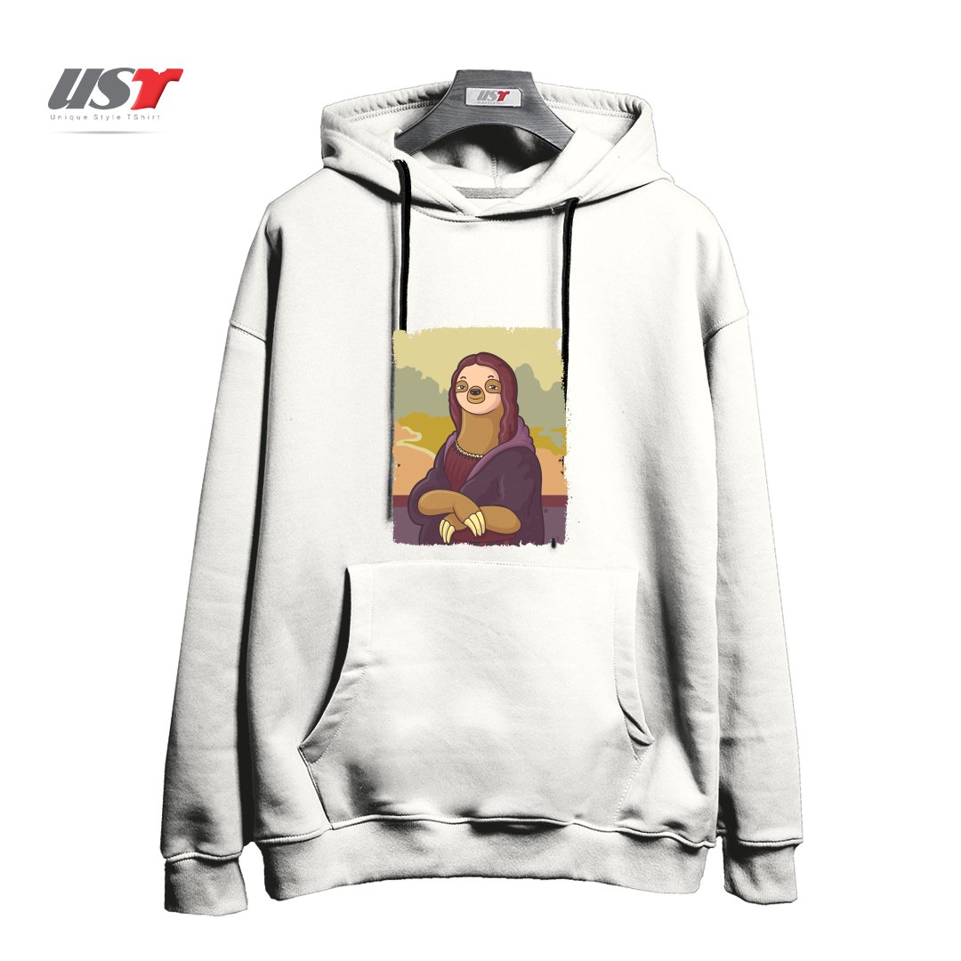 طرح LAZY LISA هودی اورسایزرنگ سفید