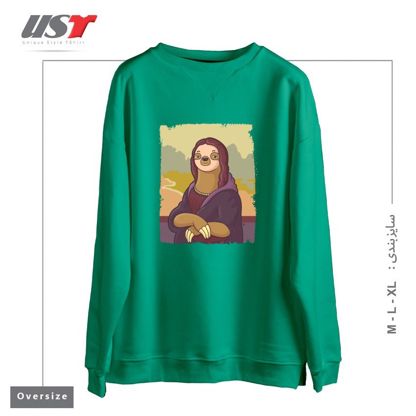 طرح LAZY LISA سوییشرت اورسایزرنگ سبز سدری