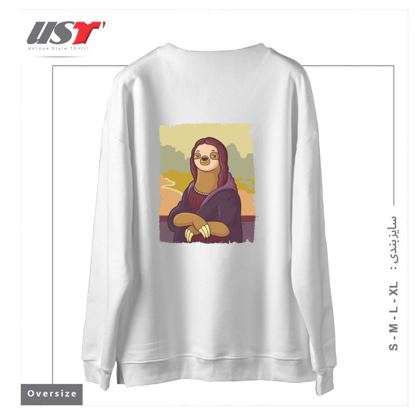 طرح LAZY LISA سوییشرت اورسایزرنگ سفید