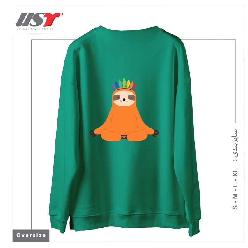 طرح MASTER OF CALM سوییشرت اورسایزرنگ سبز سدری