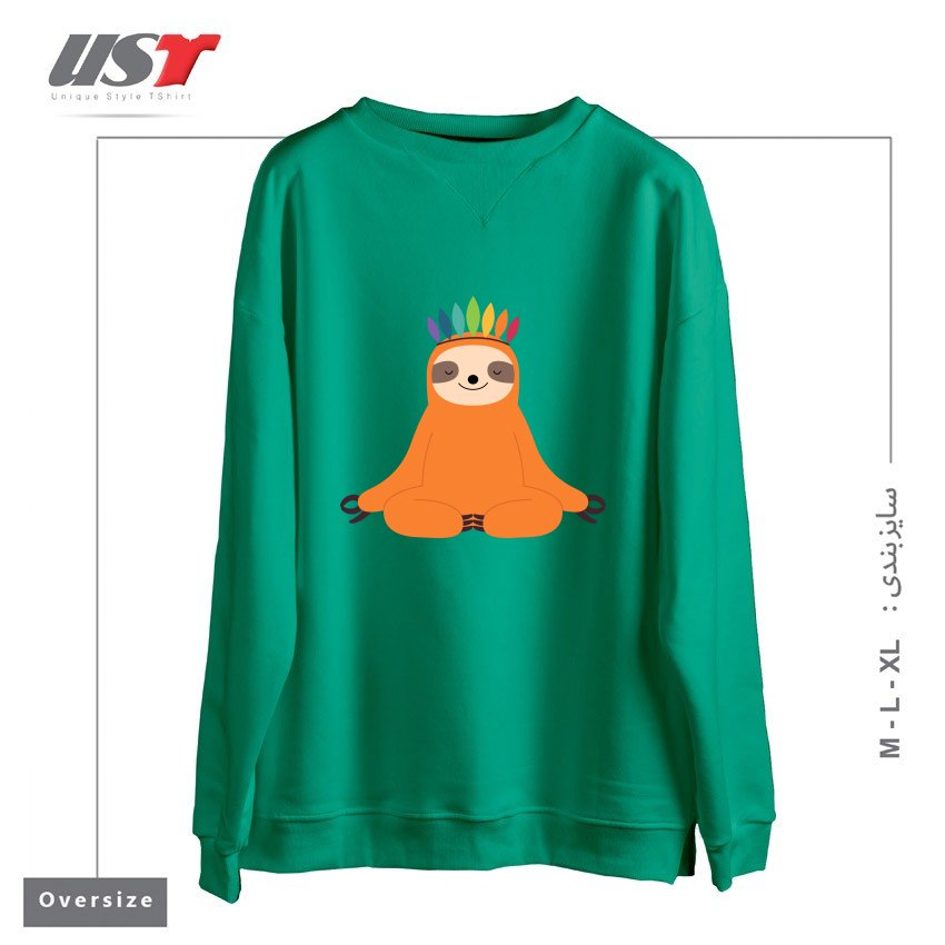 طرح MASTER OF CALM سوییشرت اورسایزرنگ سبز سدری