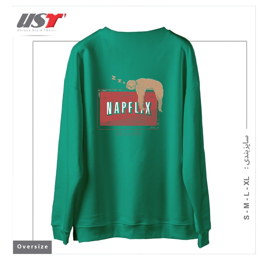 طرح NAPFLIX - CUTE FUNNY LAZY SLOTH GIFT سوییشرت اورسایزرنگ سبز سدری