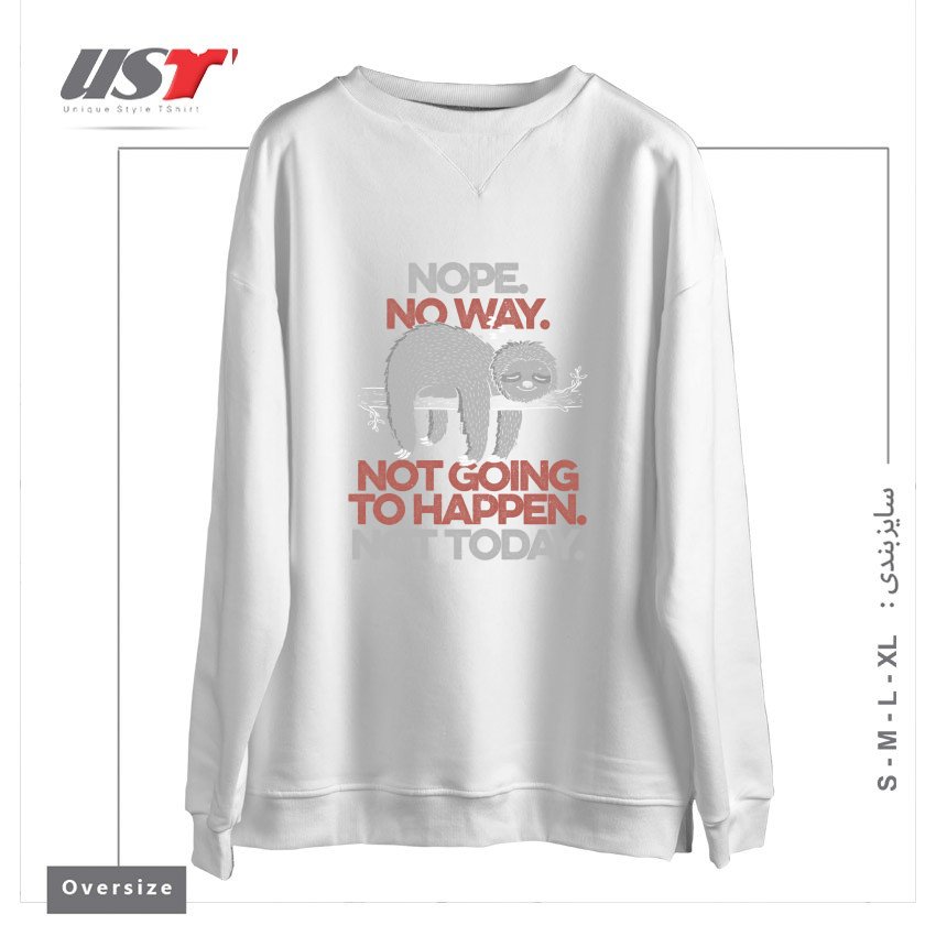 طرح NOPE - CUTE LAZY SLOTH GIFT سوییشرت اورسایزرنگ سفید