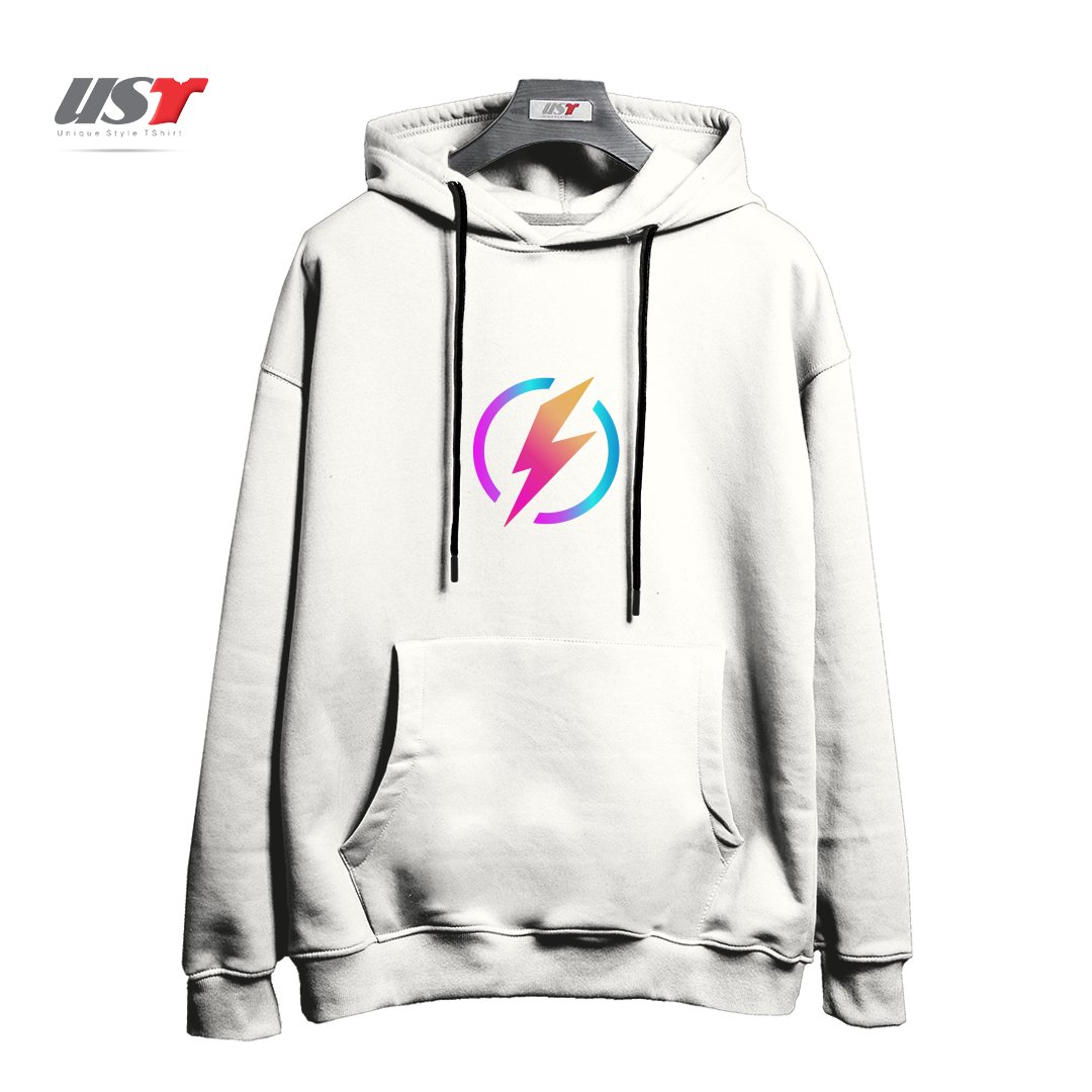 طرح ELECTRONIC PARTY هودی اورسایزرنگ سفید