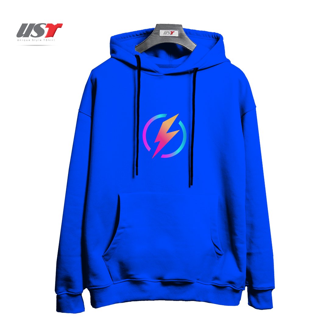 طرح ELECTRONIC PARTY هودی اورسایزرنگ آبی شالی