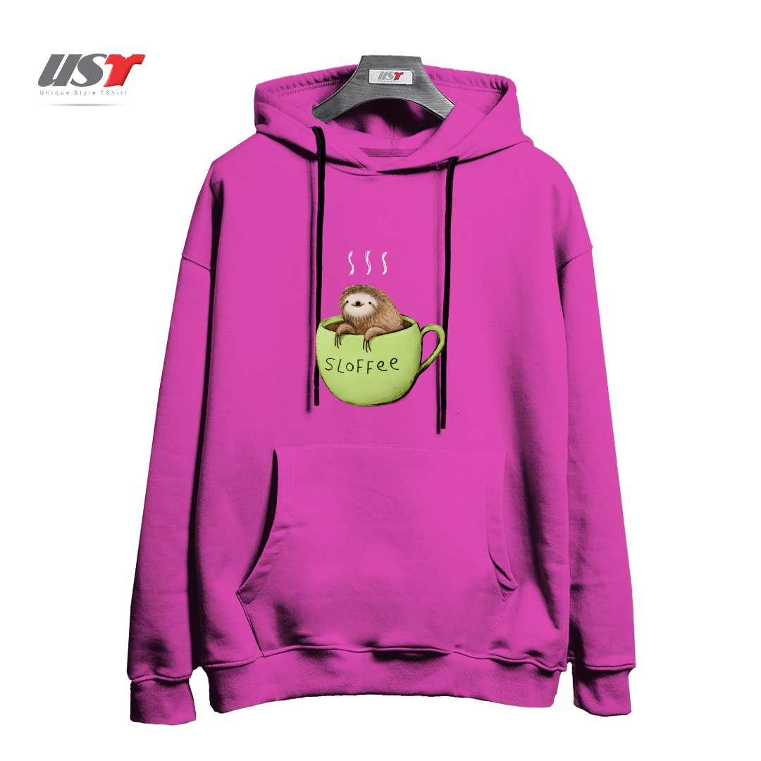 طرح SLOFFEE هودی اورسایزرنگ صورتی