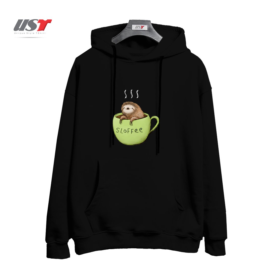 طرح SLOFFEE هودی اورسایزرنگ مشکی