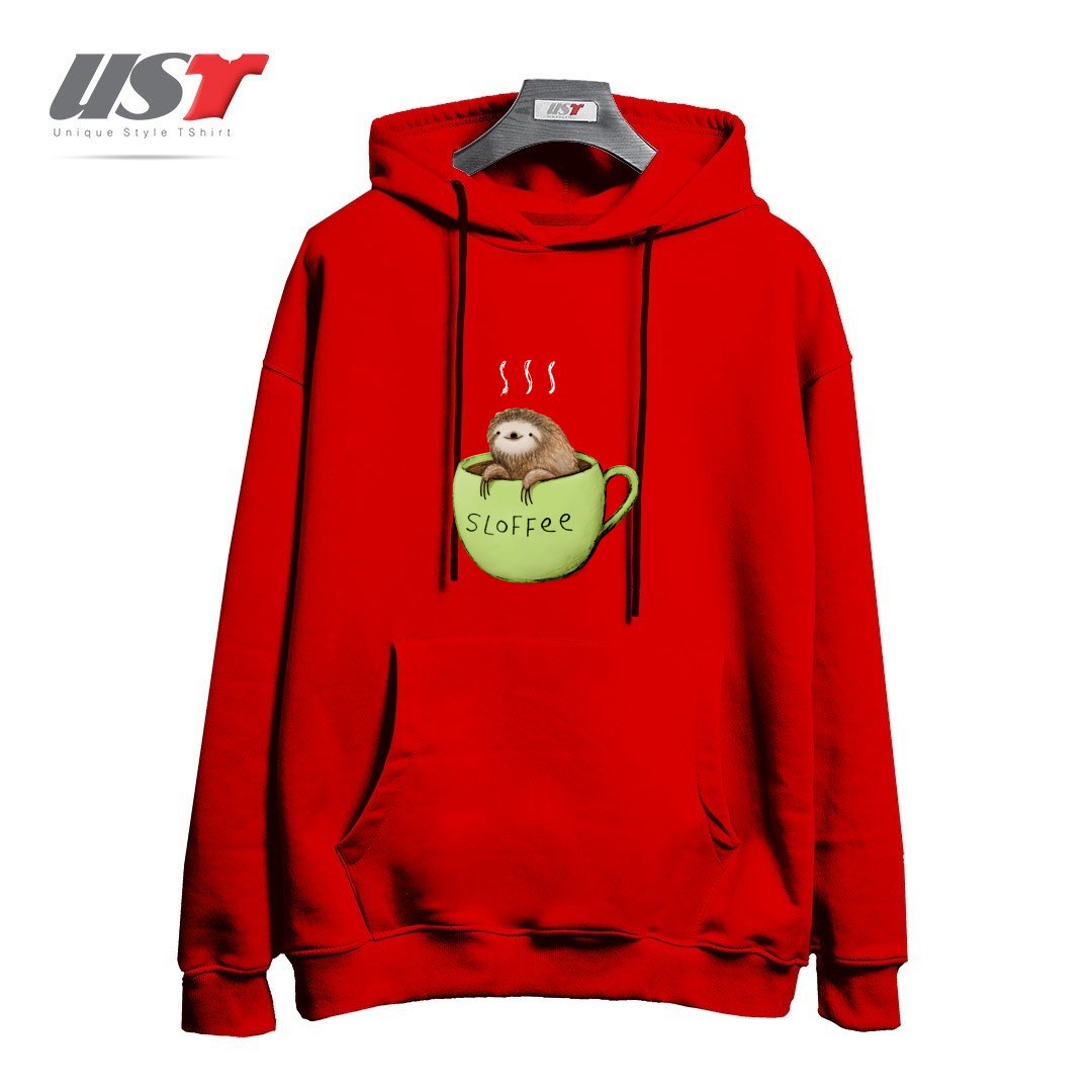 طرح SLOFFEE هودی اورسایزرنگ قرمز