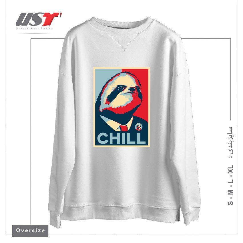 طرح SLOTH FOR PRESIDENT سوییشرت اورسایزرنگ سفید