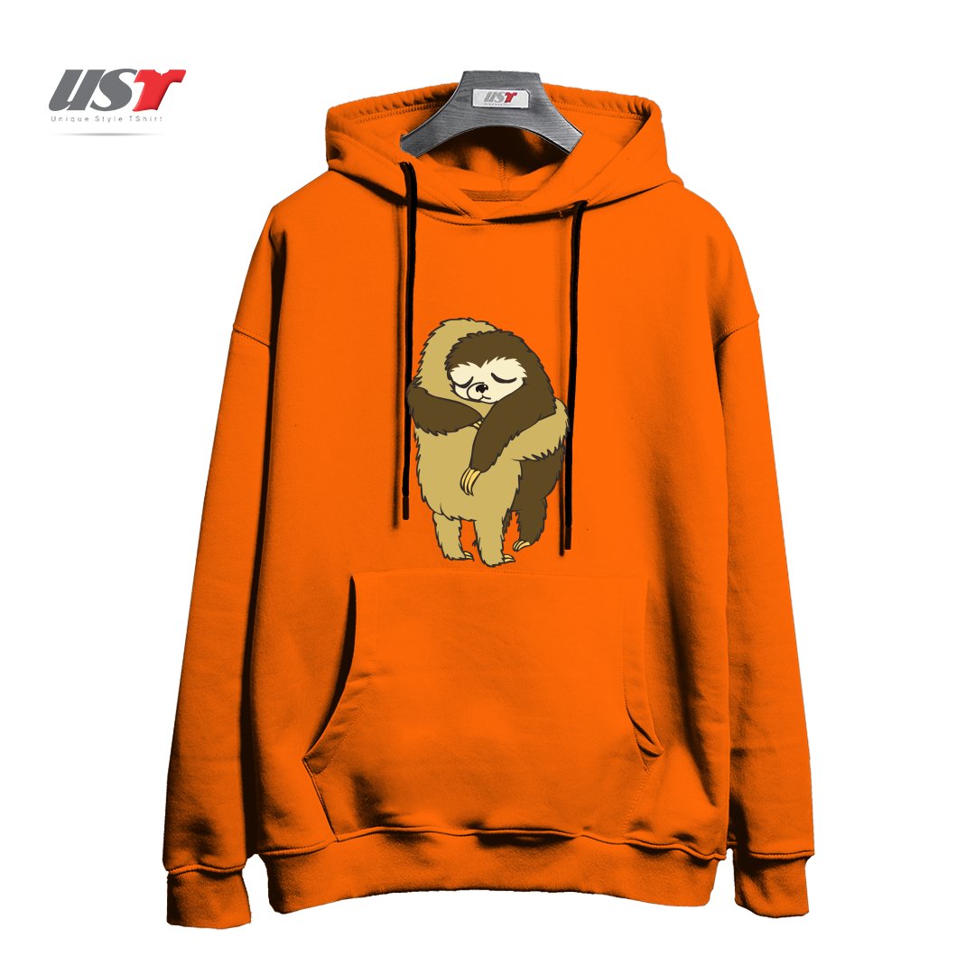 طرح SLOTH HUGS هودی اورسایزرنگ نارنجی