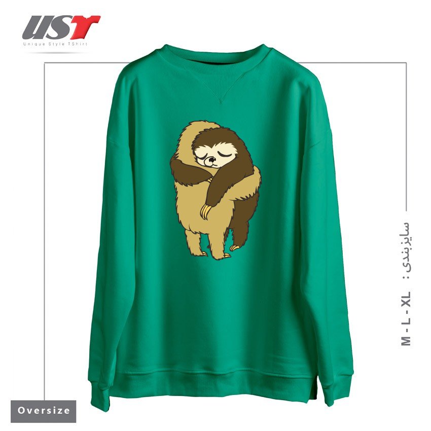 طرح SLOTH HUGS سوییشرت اورسایزرنگ سبز سدری