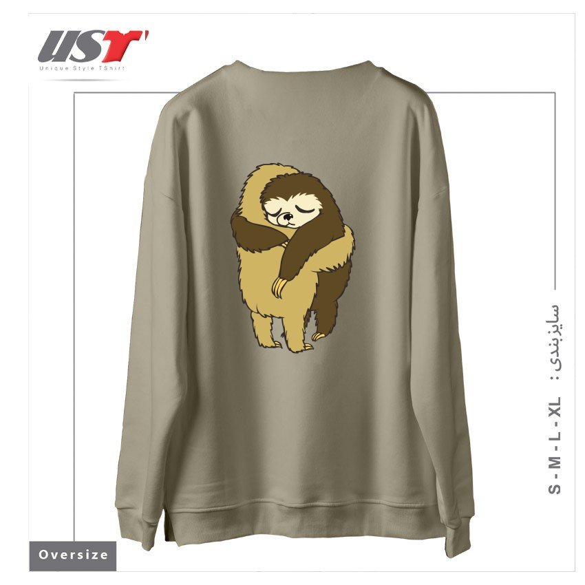 طرح SLOTH HUGS سوییشرت اورسایزرنگ نخودی