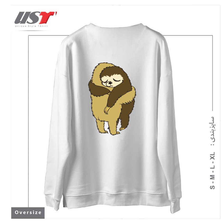 طرح SLOTH HUGS سوییشرت اورسایزرنگ سفید
