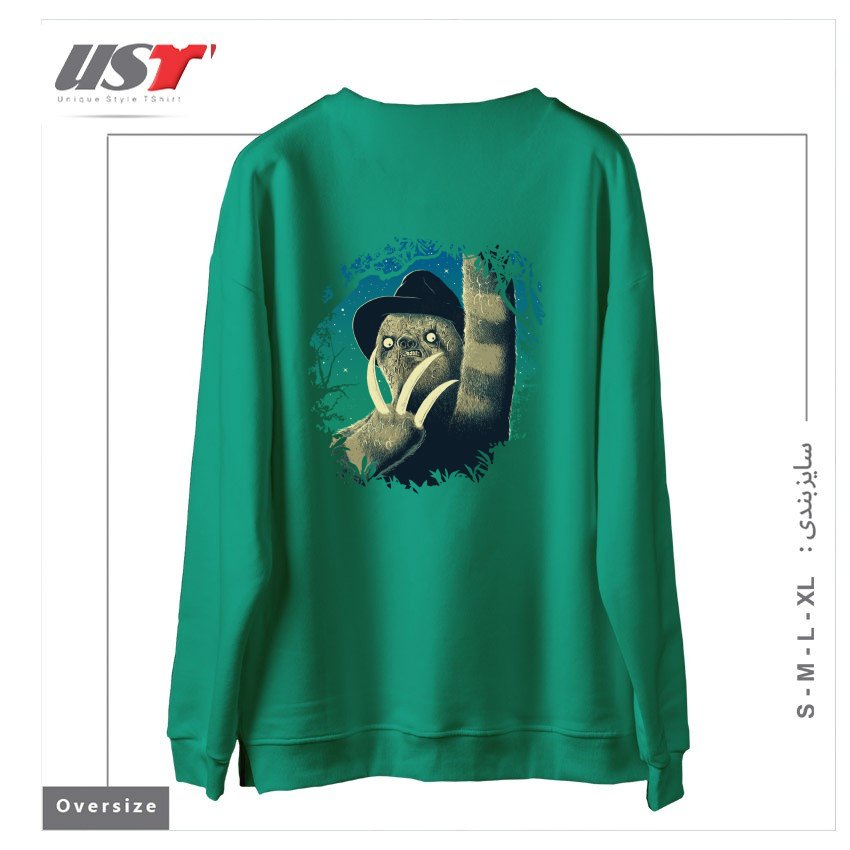 طرح SLOTH FREDDY سوییشرت اورسایزرنگ سبز سدری