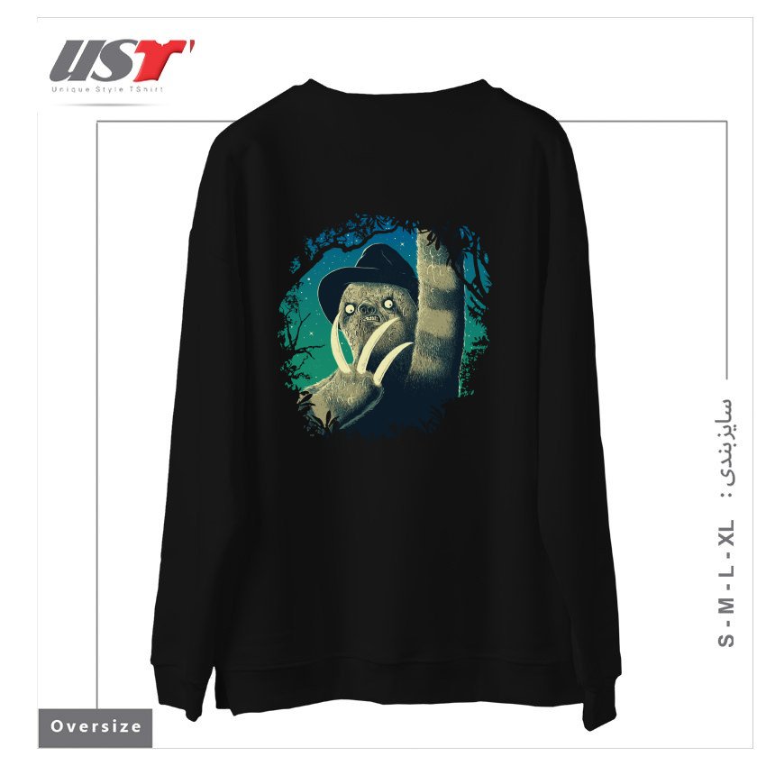 طرح SLOTH FREDDY سوییشرت اورسایزرنگ مشکی