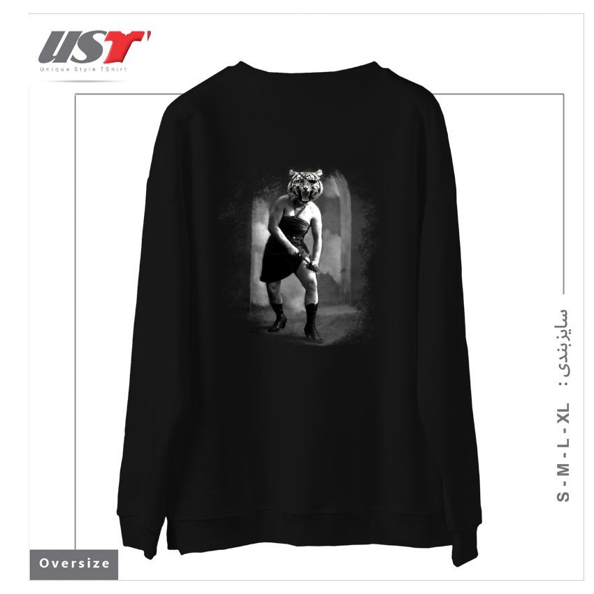 طرح EYE OF THE TIGER II سوییشرت اورسایزرنگ مشکی