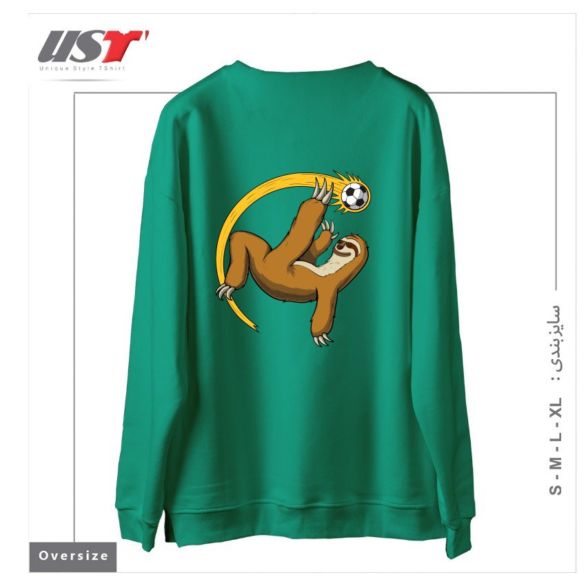 طرح SLOTH SOCCER PLAYER سوییشرت اورسایزرنگ سبز سدری