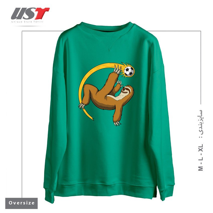 طرح SLOTH SOCCER PLAYER سوییشرت اورسایزرنگ سبز سدری