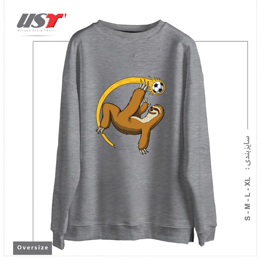 طرح SLOTH SOCCER PLAYER سوییشرت اورسایزرنگ طوسی ملانژ