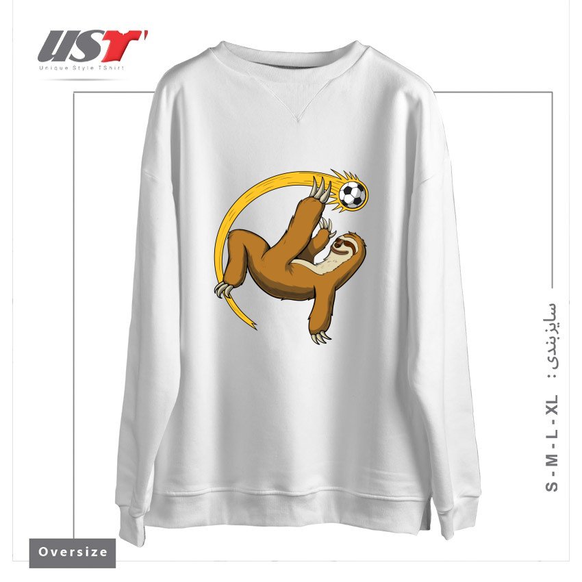 طرح SLOTH SOCCER PLAYER سوییشرت اورسایزرنگ سفید