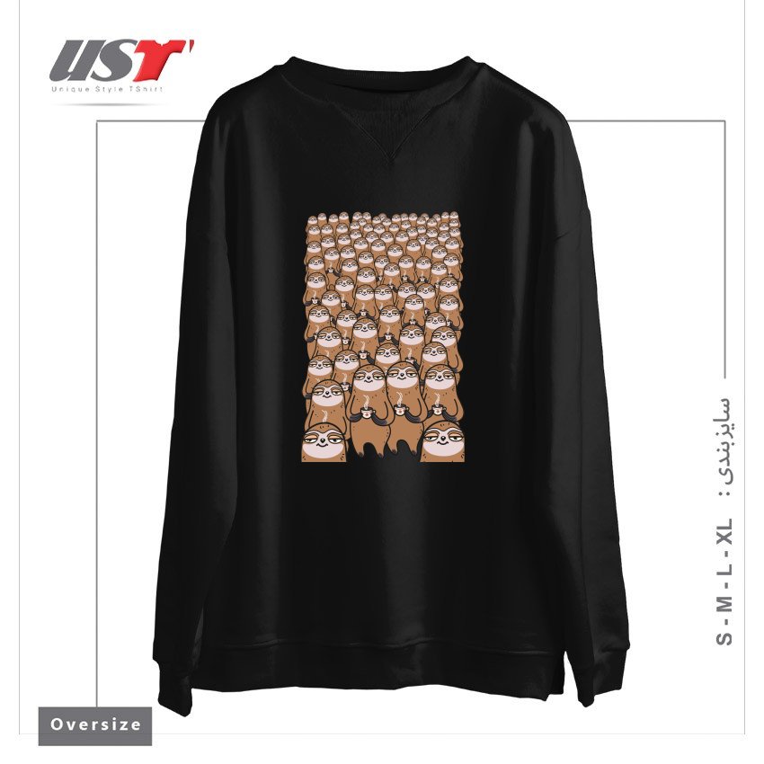 طرح SLOTHTASTIC! سوییشرت اورسایزرنگ مشکی