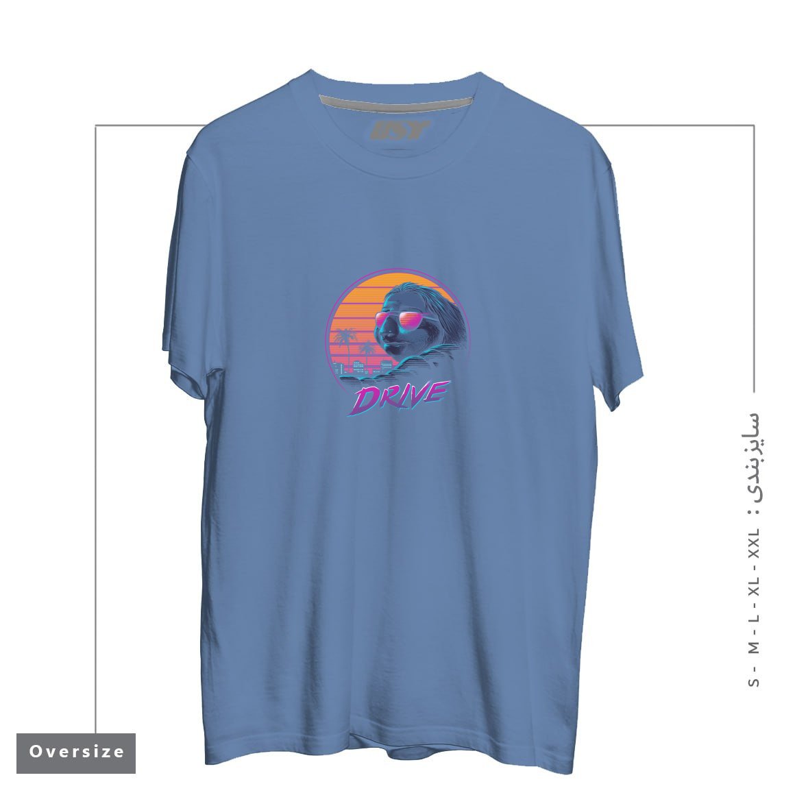 طرح SLOW DRIVE تیشرت اورسایزرنگ آبی نفتی