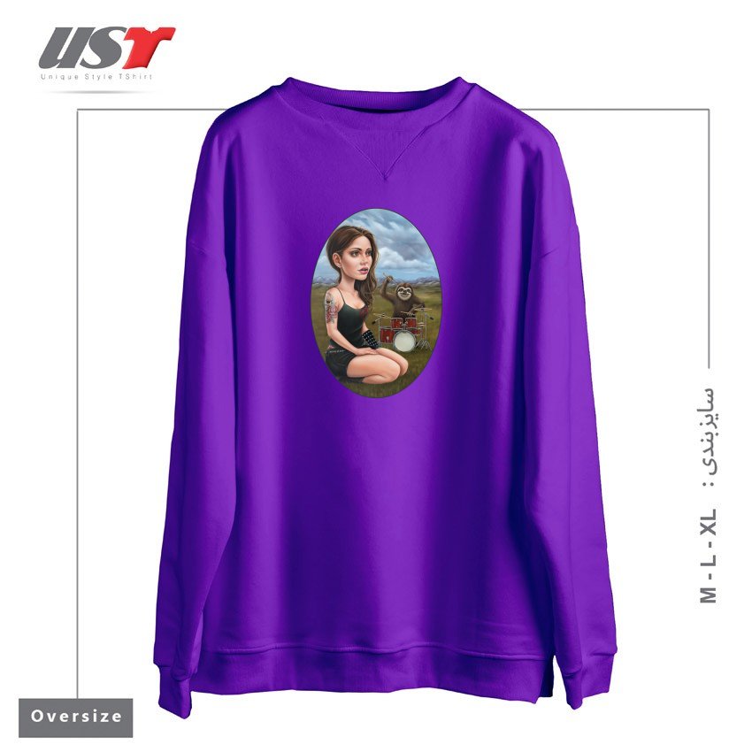 طرح SLOW JAM سوییشرت اورسایزرنگ بنفش