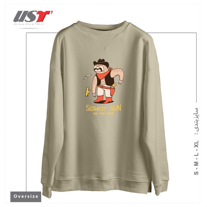 سوییشرت اورسایز طرح SLOWEST GUN IN THE WEST