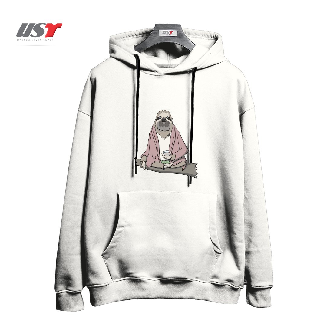 طرح THE SLOTH ABIDES هودی اورسایزرنگ سفید