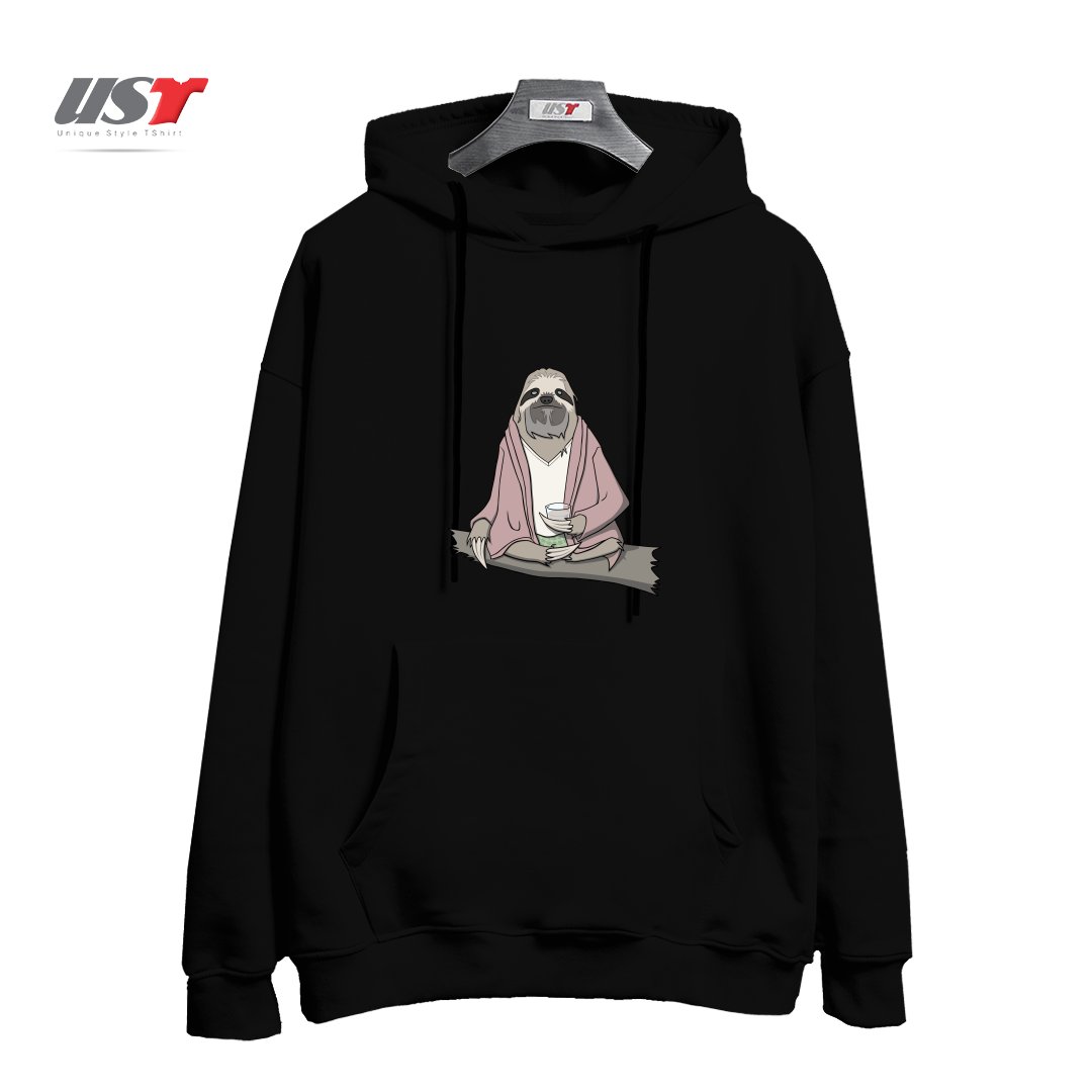 طرح THE SLOTH ABIDES هودی اورسایزرنگ مشکی