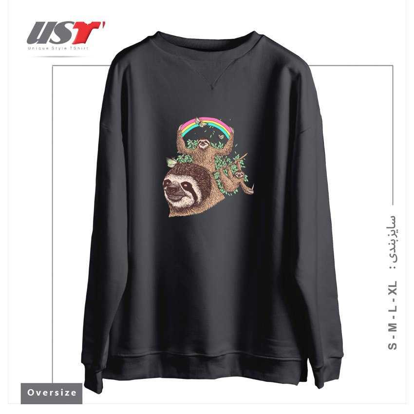 طرح THE SLOTH LIFE سوییشرت اورسایزرنگ دودی