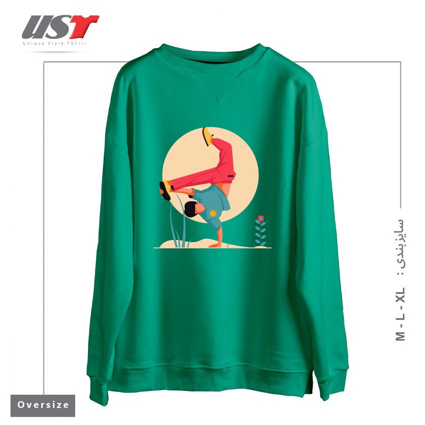 طرح Life Style-1 سوییشرت اورسایزرنگ سبز سدری