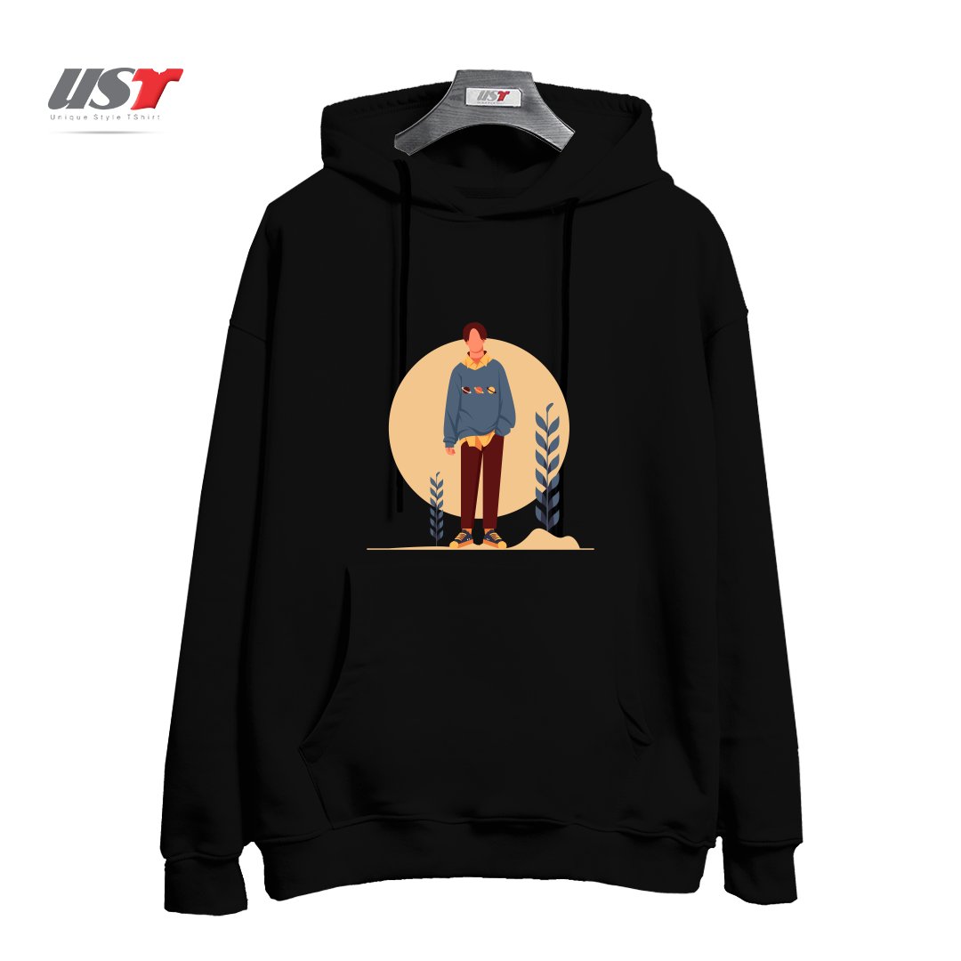 طرح Life Style2 هودی اورسایزرنگ مشکی