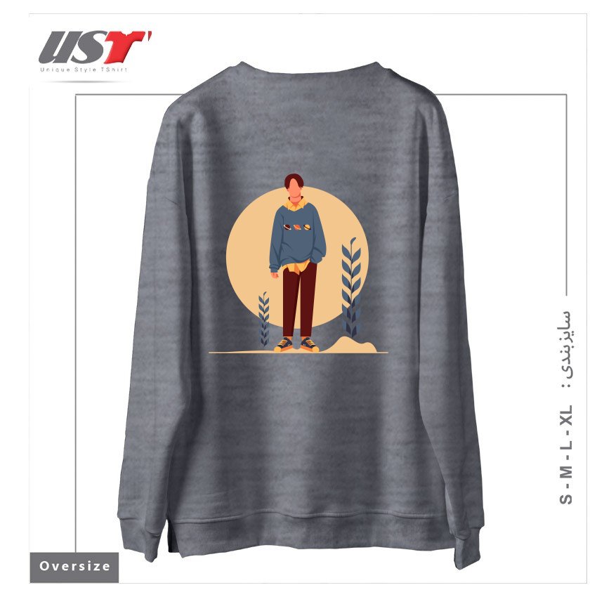 طرح Life Style2 سوییشرت اورسایزرنگ طوسی ملانژ