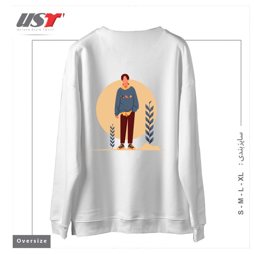 طرح Life Style2 سوییشرت اورسایزرنگ سفید