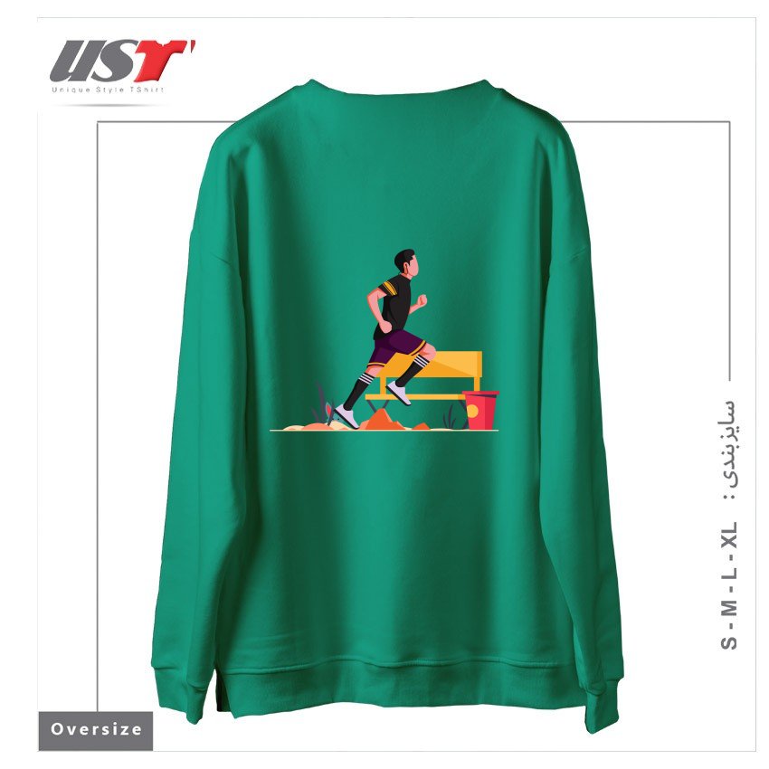 طرح Life Style3 سوییشرت اورسایزرنگ سبز سدری