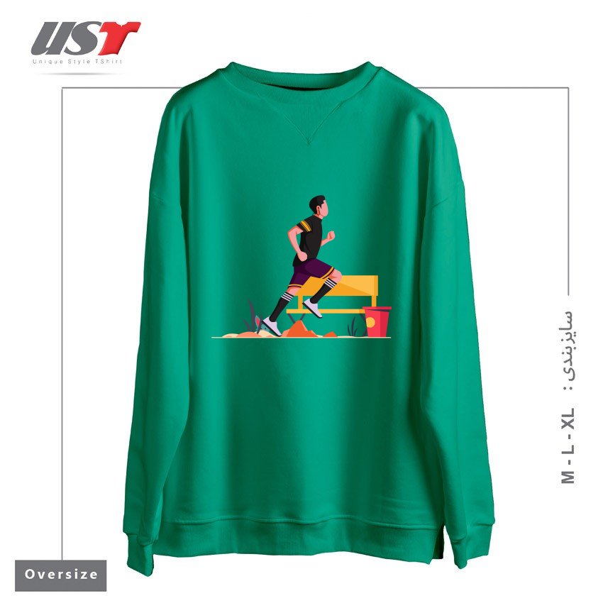 طرح Life Style3 سوییشرت اورسایزرنگ سبز سدری