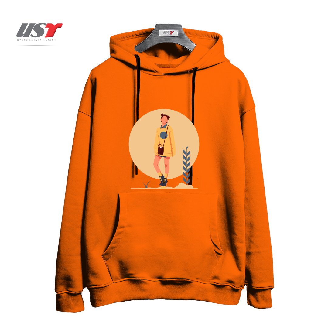 طرح Life Style4 هودی اورسایزرنگ نارنجی