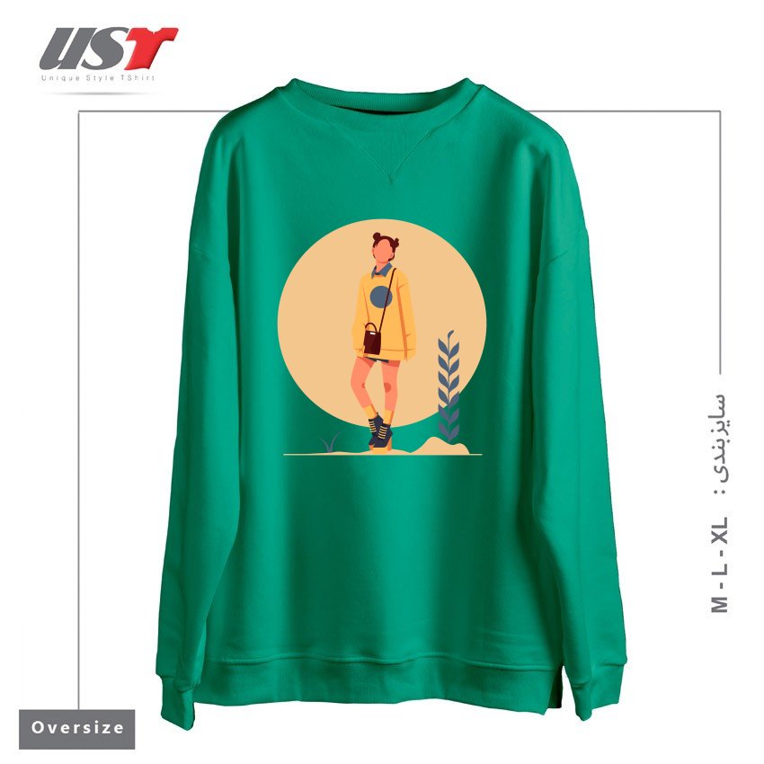 طرح Life Style4 سوییشرت اورسایزرنگ سبز سدری