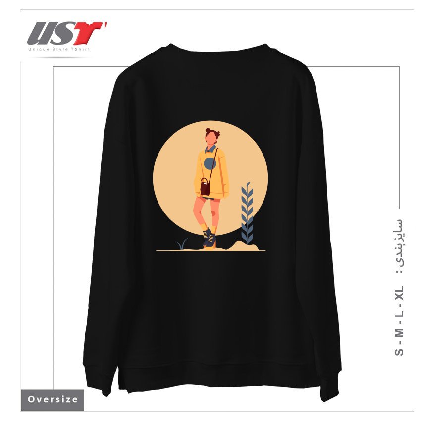 طرح Life Style4 سوییشرت اورسایزرنگ مشکی